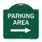 Signmission Parking Area with Right Arrow, Green & White Aluminum Architectural Sign, 18" x 18", GW-1818-23465 A-DES-GW-1818-23465 - alternate 1